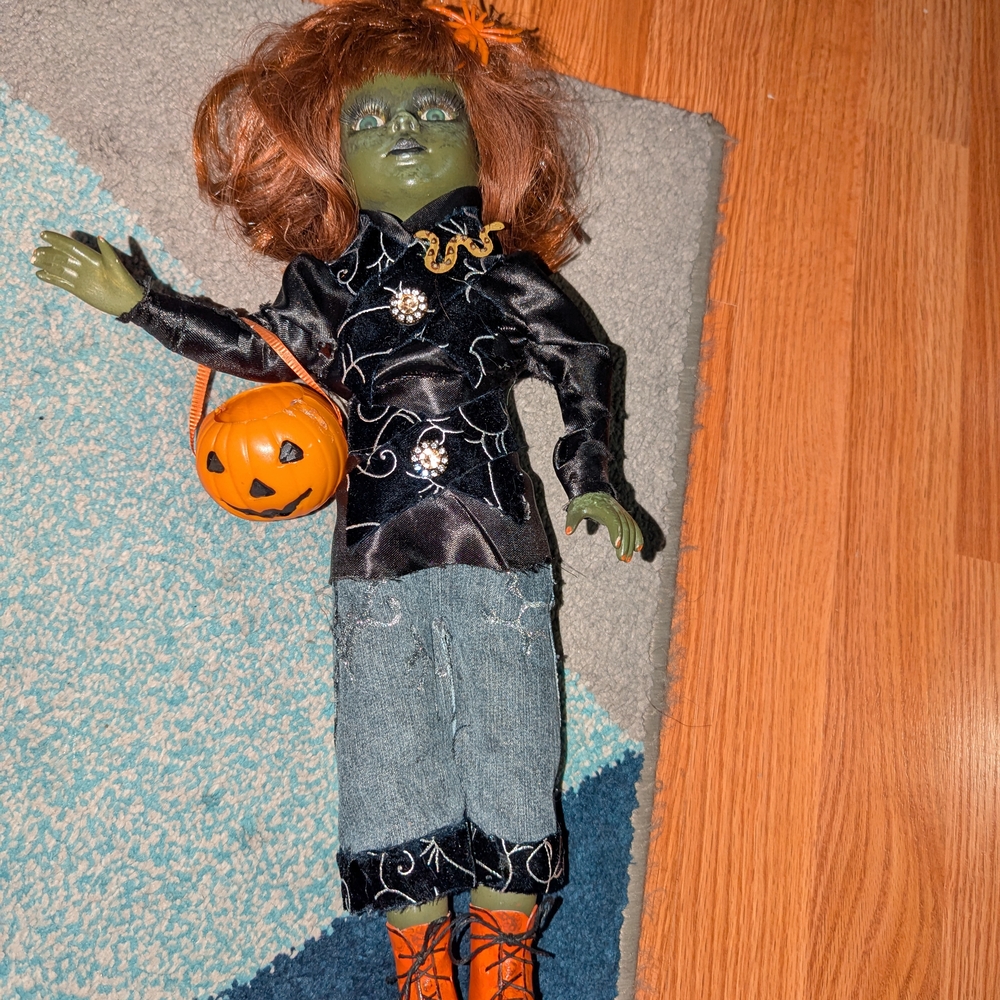 Halloween Witch Doll with Pumpkin